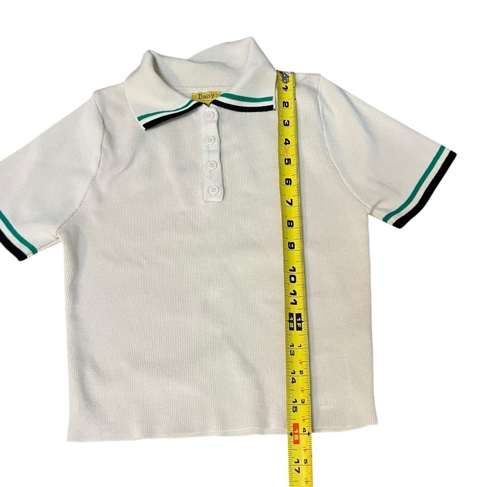 Daisy|Girls 2-Piece Knit Set -Polo Top & Pleated Skort- Cream/Ivory -Size S - Picture 7 of 10